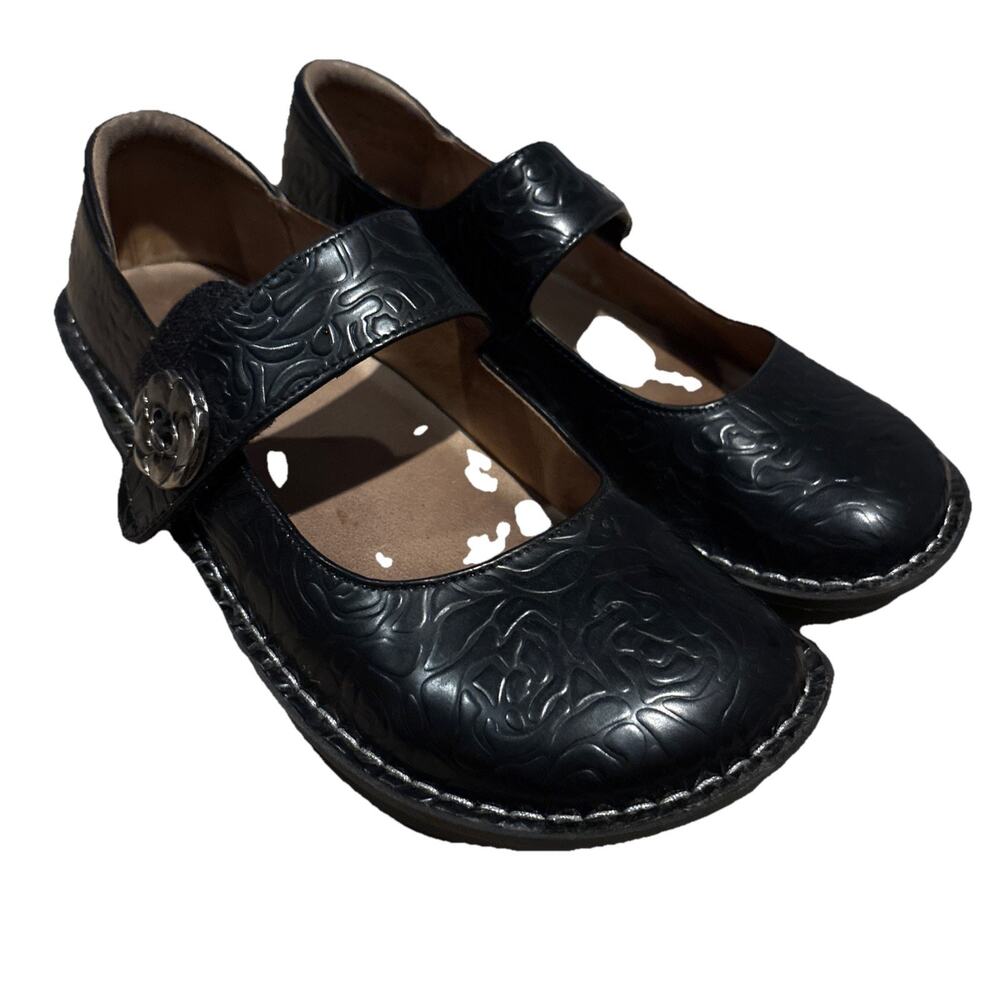 Alegria Paloma Black Leather Mary Jane Shoes PAL-601 Size 39 / 9